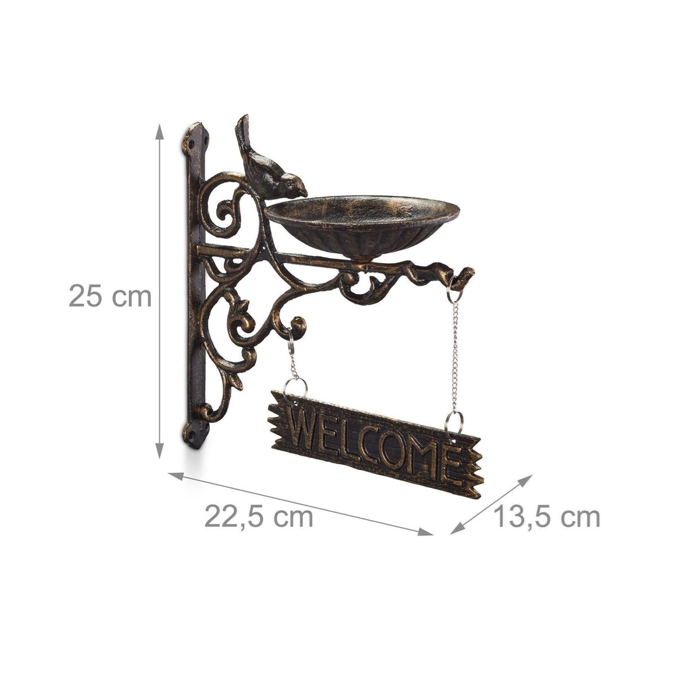 Teiche & Zierbrunnen: Vogeltränke Gusseisen WELCOME gold-braun – Neu und originalverpackt aus Gerlafingen von Tsuru 2