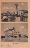 Veltheim Doppelbildkarte gel. 1917 Feldpost FELD-BATTERIE 50
