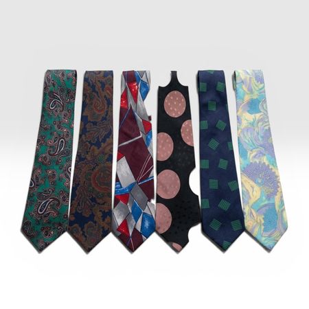 ​Lot de 6 cravates vintage 100% Soie – Made in Italy & Fr