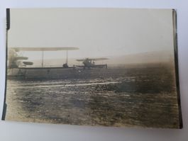 Alte Fotografie Doppeldeck Flugzeuge Ackerboden Schweiz R35