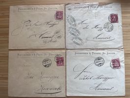 4x Sitzende Helvetia Nr. 38 sur Lettres Obl. St-Gallen 