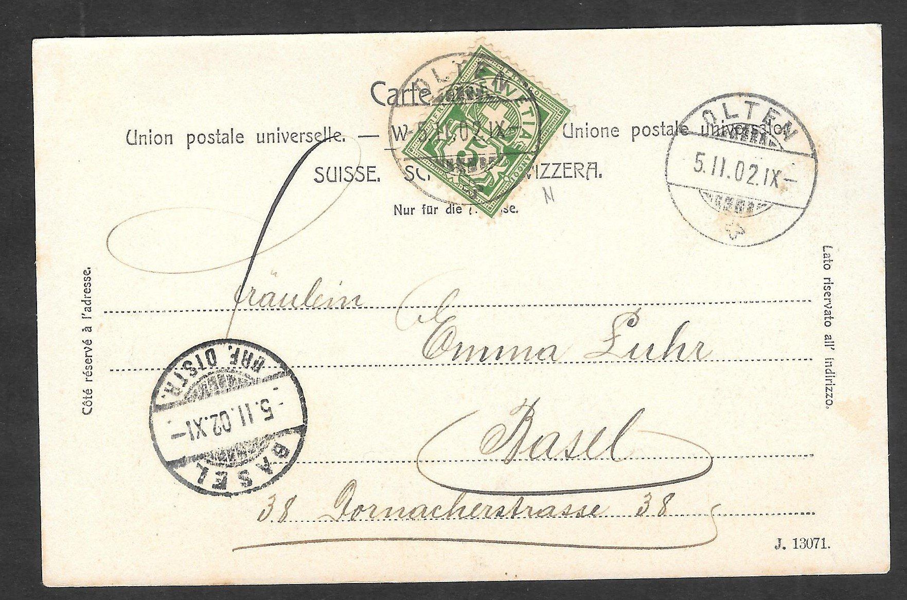 Cartoline postali: Olten Oltner Tagblatt 12. Dezember 1901 – Usato da Olten venduto da clotaldi 1