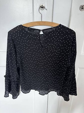 SchwarzBluse mit Pünktli von Topshop, Grösse 34, Top Zustand