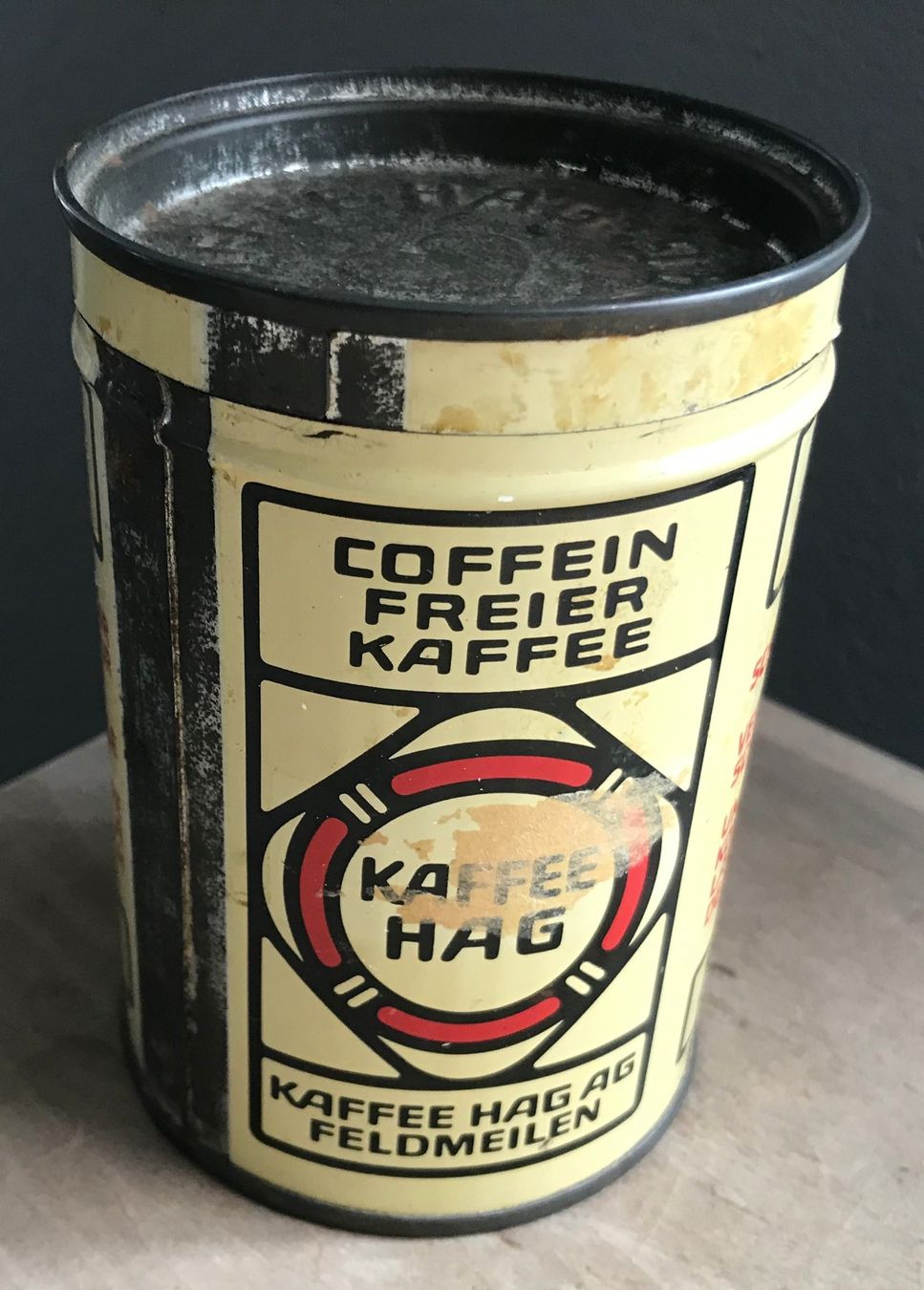 Dosen: Alte runde Blechdose Kaffee Hag 12 cm hoch – Gebraucht aus Rothrist von Luckywinner 2