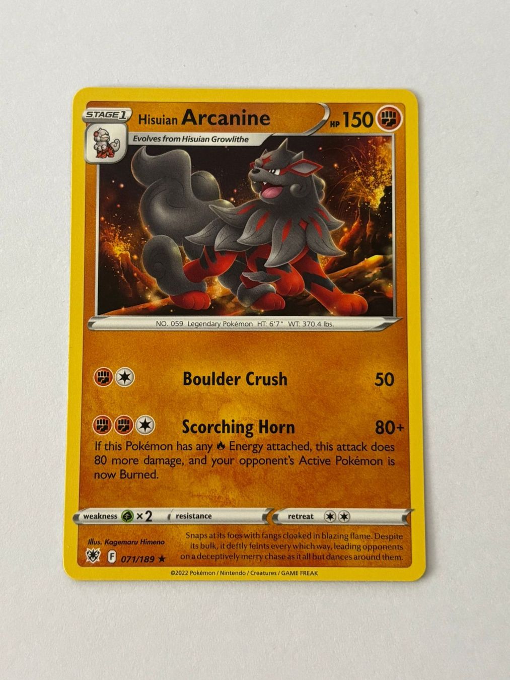 Pokémon Sammelbilder & Trading cards: Hisuian Arcanine 071/189 – Gebraucht aus Herisau von Seyashop_2