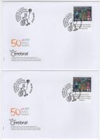 Stiftung Celebral Marke mit TAB auf 2 illustrierten FDC's