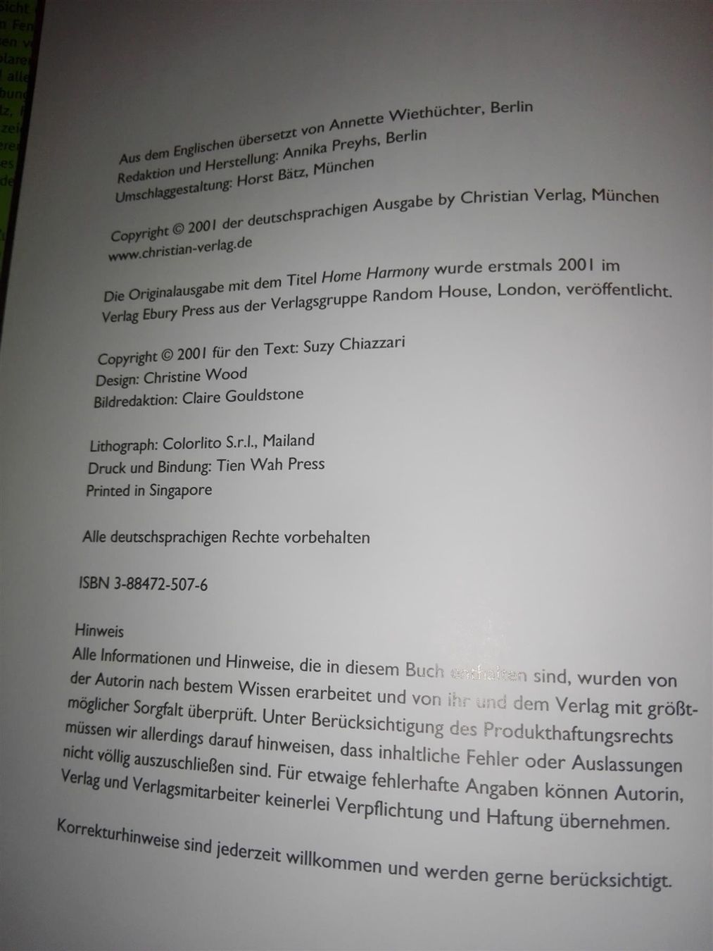 Libri: Harmonisch wohnen      (Suzy Chiazzari) – Usato da St. Gallen venduto da elkapone 3
