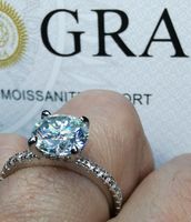 Bague argent avec diamant de moissanite de 2 ct certifié GRA