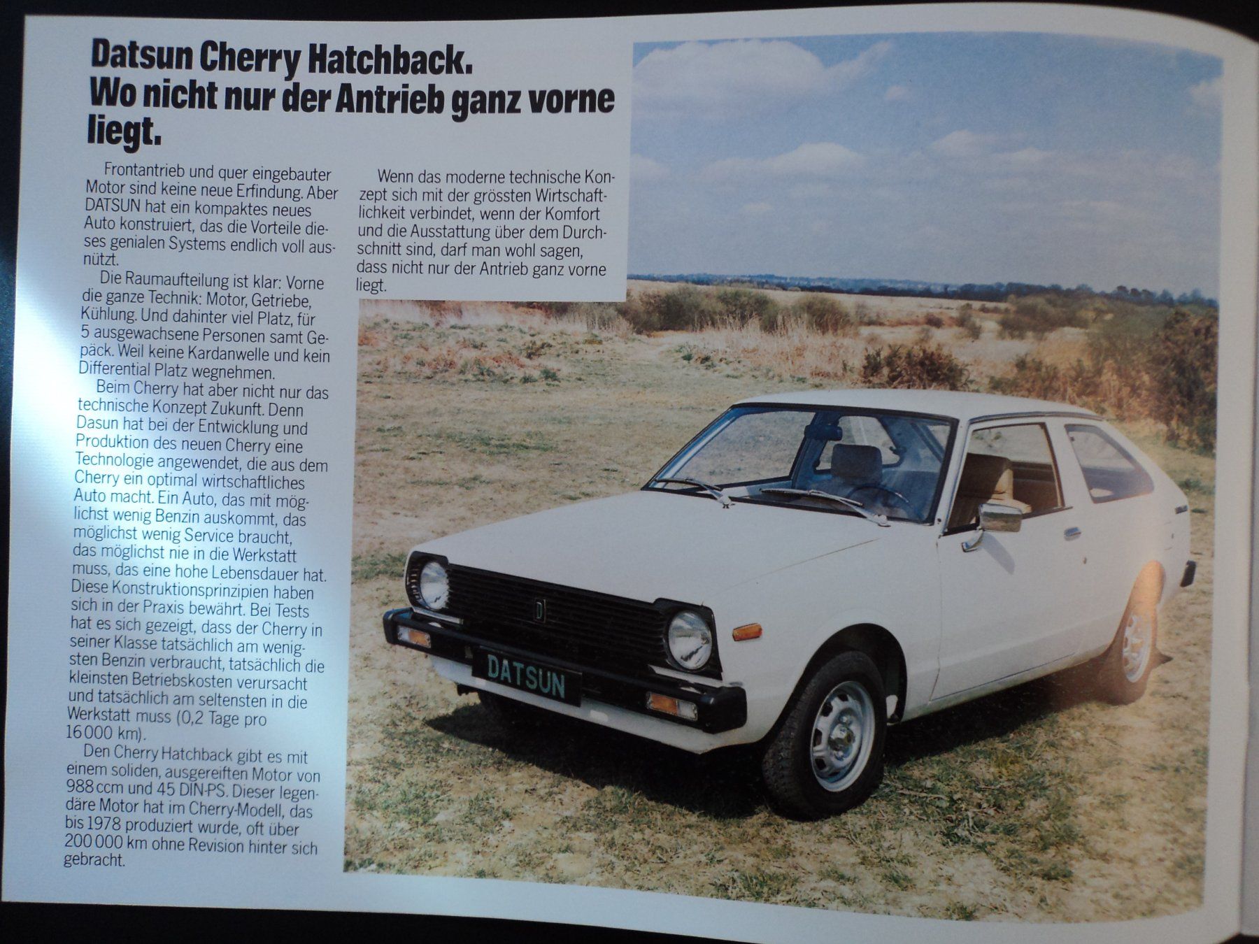 Datsun Documenti: Prospekt Datsun Cherry 1979 Coupé Hatchback Kombi – Usato da Schwarzenburg venduto da modelCARama 2