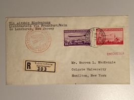 Liechtenstein Luftpost 1936, Triesenberg nach Hamilton N.Y.