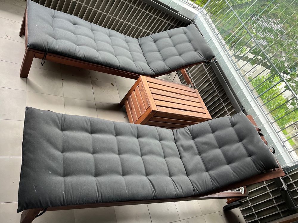 Sonnenliegen 2x mit Beistelltisch (NÄMMARÖ von Ikea) Kaufen auf Ricardo