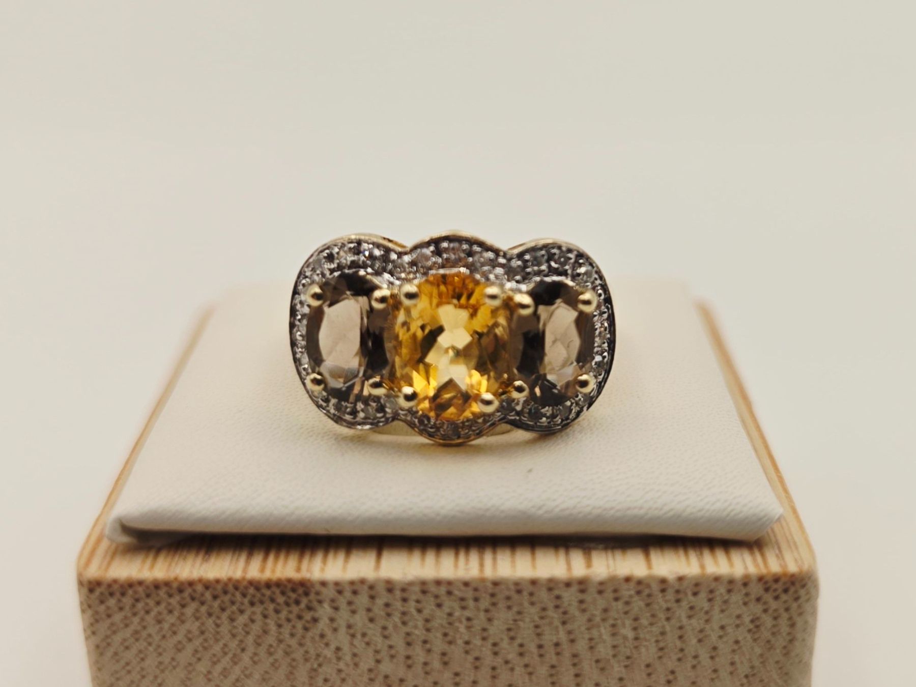 Ringe: Gold Ring 585 Gold 14KT Rauchquarz Citrin Brillanten Gr 53 – Neu (gemäss Beschreibung) aus Stein am Rhein von JuwelierSteinbock.CH 5