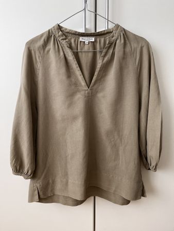 Bluse Marc O'Polo Baumwoll-Leinen Mix, oliv Gr. 36
