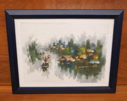 Acryl Gemälde Fischerszene ev. Vietnam (MA303)