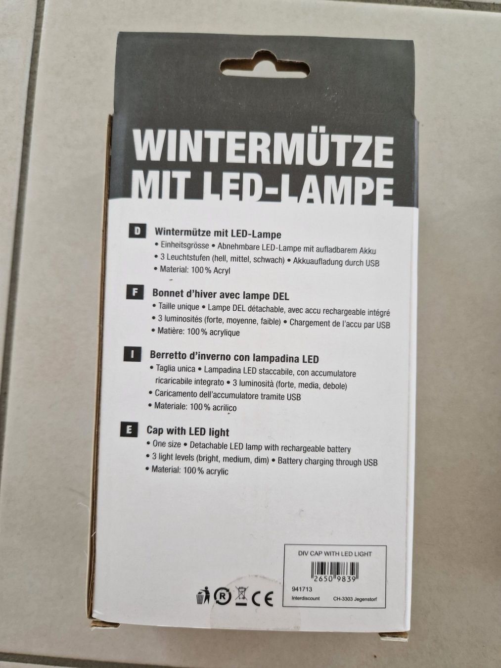 Lampen: fabrikneue Wintermütze mit integrierter LED-Lampe – Neu und originalverpackt aus Wettingen von Lady_glam 1