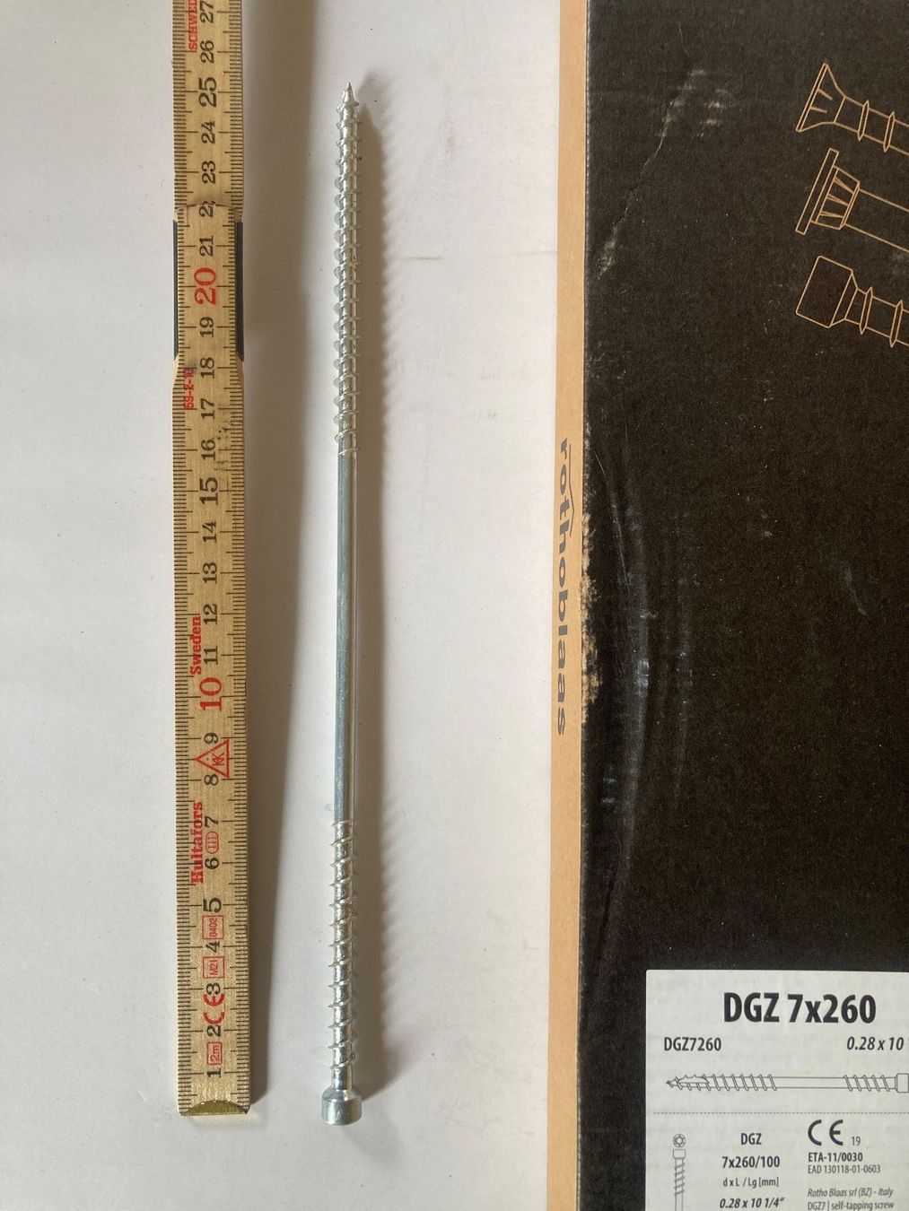 Ferramenta: Vis Rothoblaas DGZ 7x260 mm. à double filet pour isolant – Nuovo e nell'imballaggio originale da Villaz-St-Pierre venduto da Matierart 1