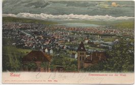 ZÜRICH Gesamtansicht von der Waid, Rasierklingenstempel
