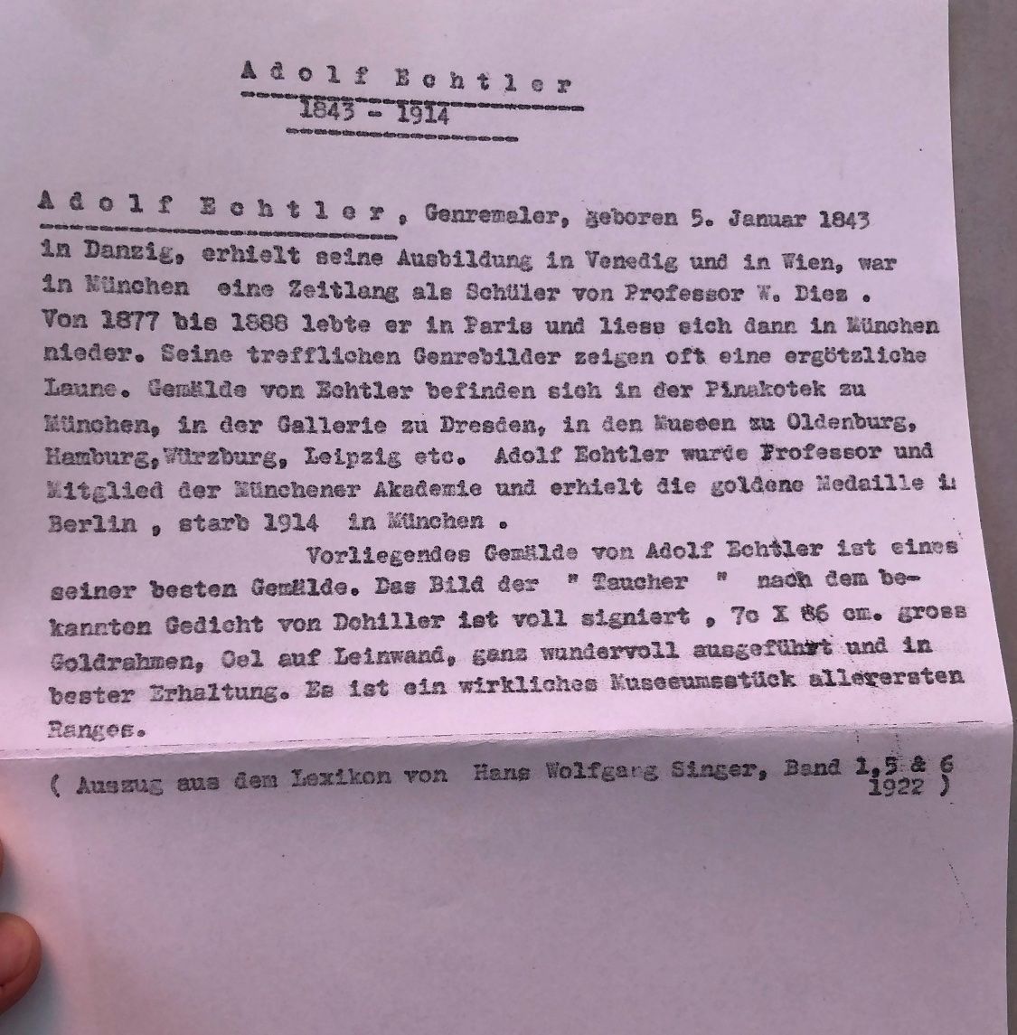 Gemälde: Tableau Adolf Echtler – Gebraucht aus Ipsach von carolehmann 3