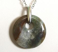 NEU: Achat Donut Edelstein Anhänger an Edelstahl Kette