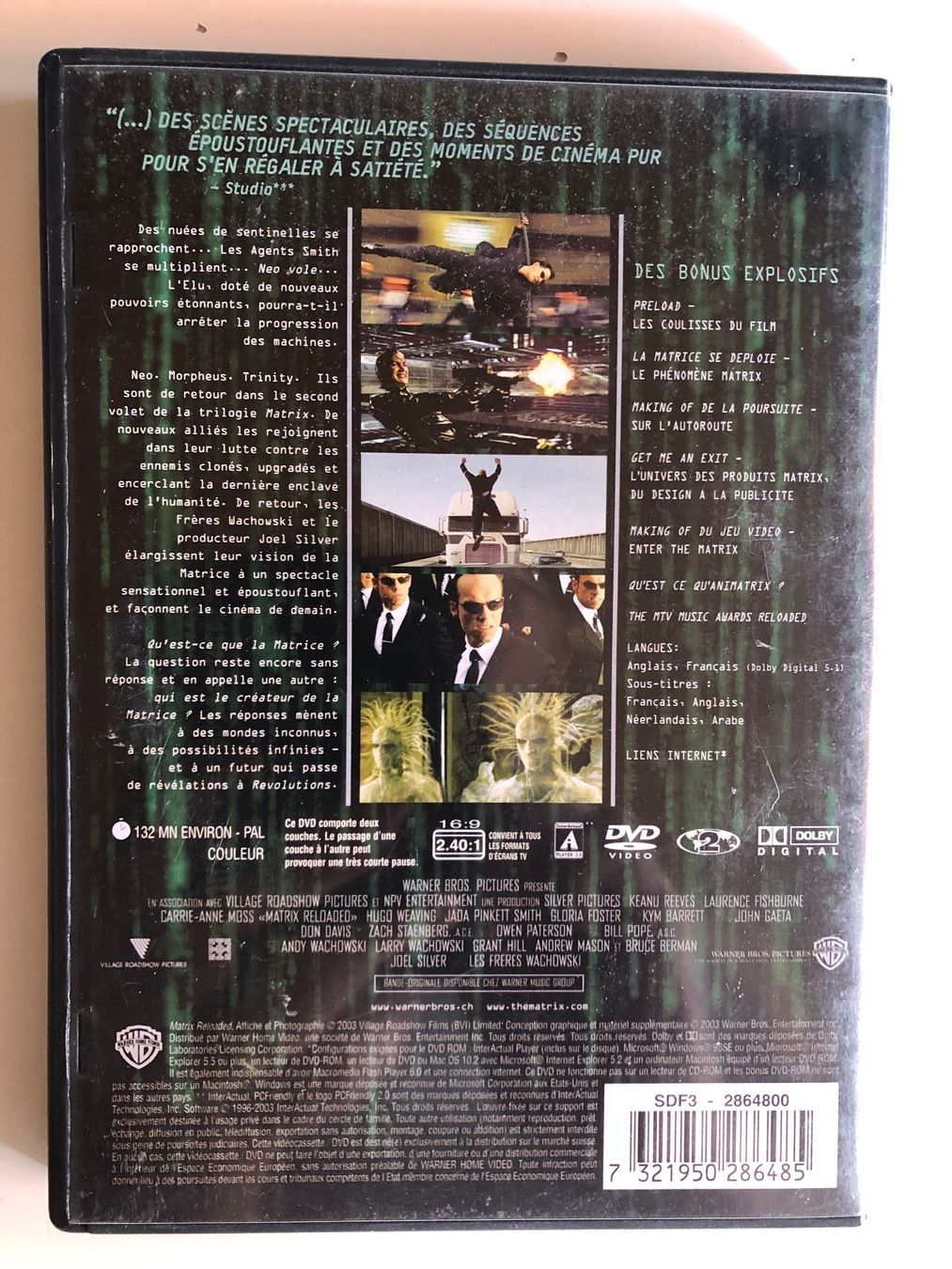 Tutti i DVDs: MATRIX RELOADED DOUBLE DVD – Usato da St-Cierges venduto da Crisi53 1