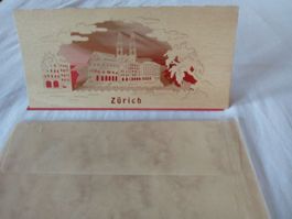 Karte Zürich, Unikat, Buchenholz, neu