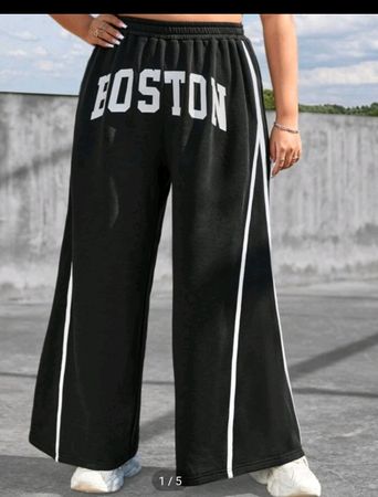 Pantalon très large noir Boston, style sport, taille 2XL