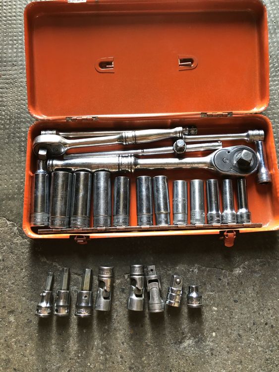 Steckschlüsselsatz AF 10-teilig – 0,64 Cm Antrieb, Größen 5/32 Bis 1,27 Cm, Chrom-Vanadium, Mit Aufbewahrungsschiene