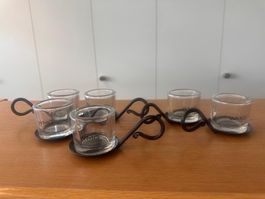 WMG Kerzenhalter 6-teilig, Metall/Glas, Neu!