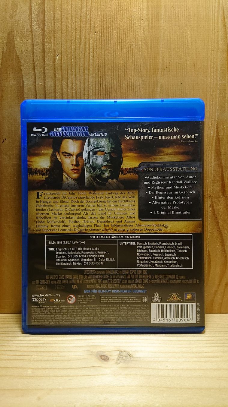 Tutti i DVDs: DER MANN IN DER EISERNEN MASKE Blu-Ray mit Leonardo DiCaprio – Usato da Wilderswil venduto da Exebub 1