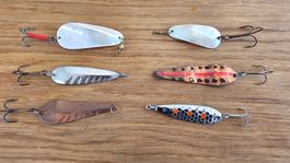 Angelköder Blinker Schlepplöffel Set 6 Stück Perlmutt Nr.G54