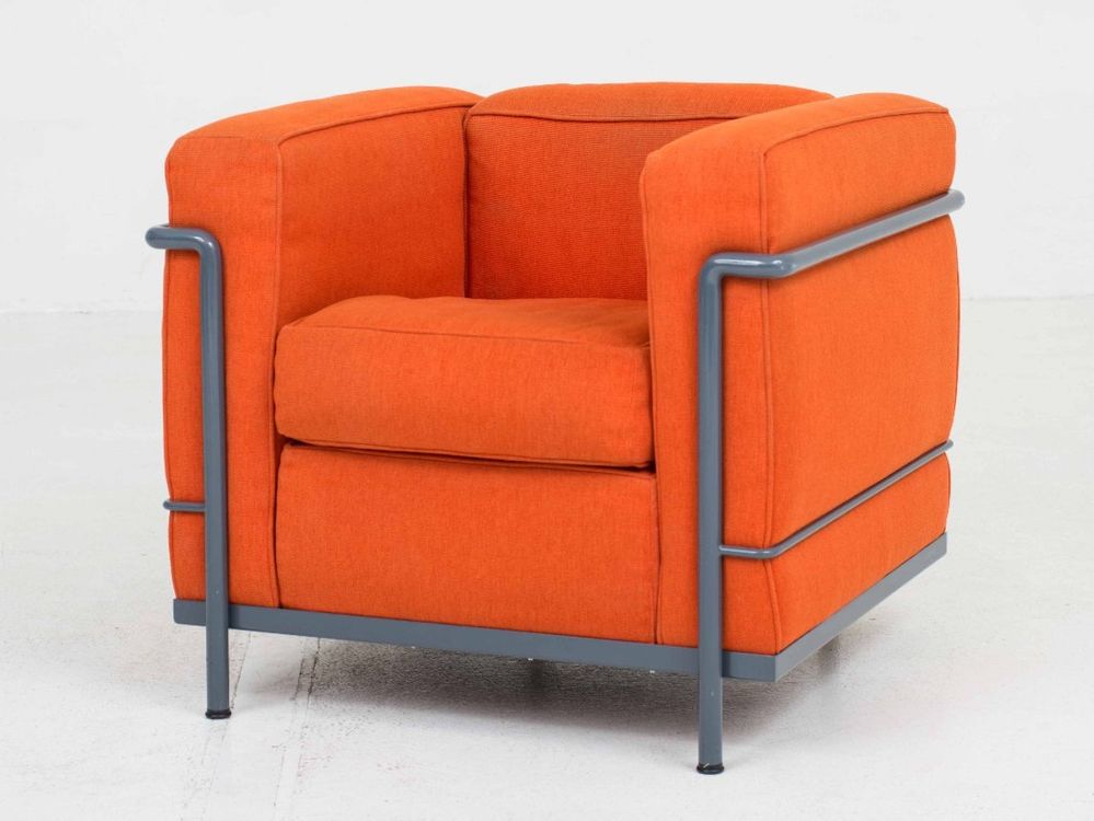 Cassina Lc Sessel Von Le Corbusier In Orangenem Stoff Kaufen Auf Ricardo