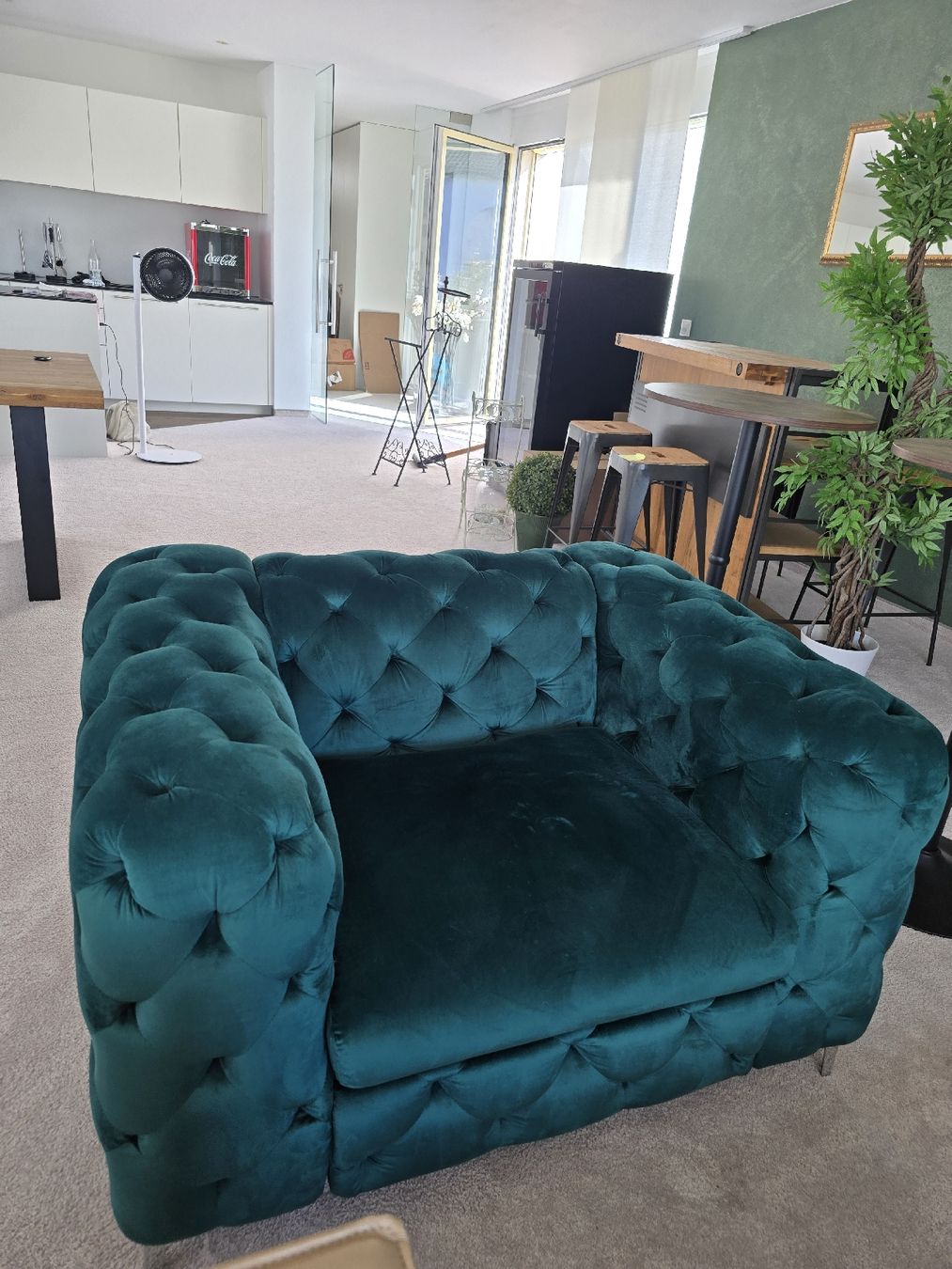 Fauteuils: Sessel Petrol Samt , 120x90cm – D'occasion à Stein am Rhein par dom_k28v