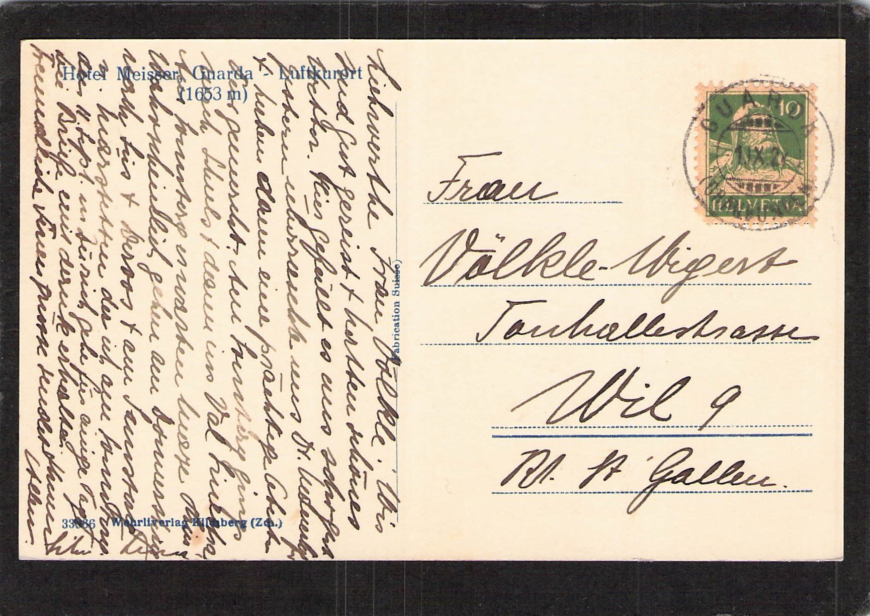 Ansichtskarten: Guarda GR , gel. 1927 – Gebraucht aus Reichenburg von ibiza18 1