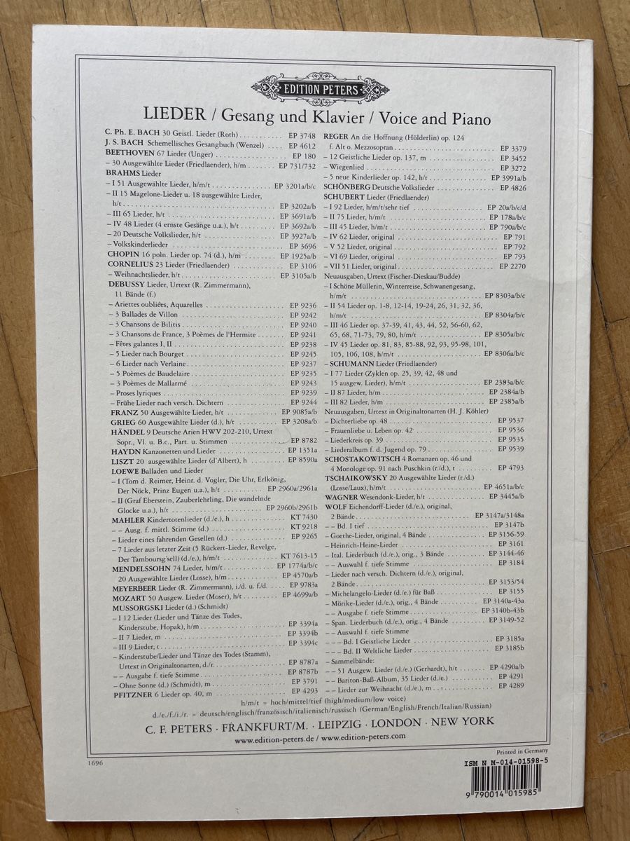Libri: Bach - Geistliche Lieder - Notenheft - Edition Peters – Nuovo (secondo la descrizione) da Luzern venduto da Fledermaus82 1