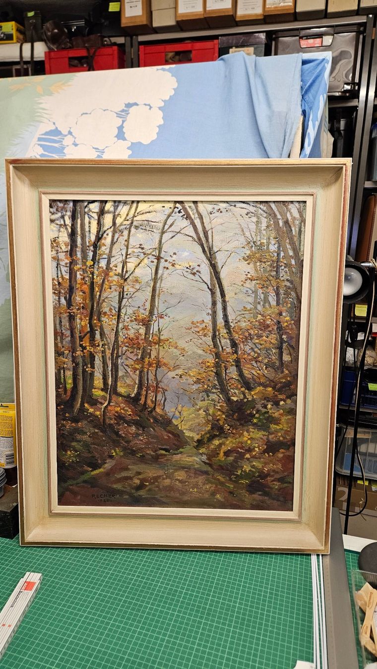 Dipinti: Peter Emil Recher, Herbstwald, Oelbild – Usato da Dietlikon venduto da Justus4