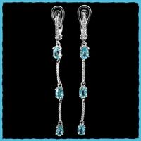 ♛ Blaue/Weisse Zirkonia 925 Silberohrhänger