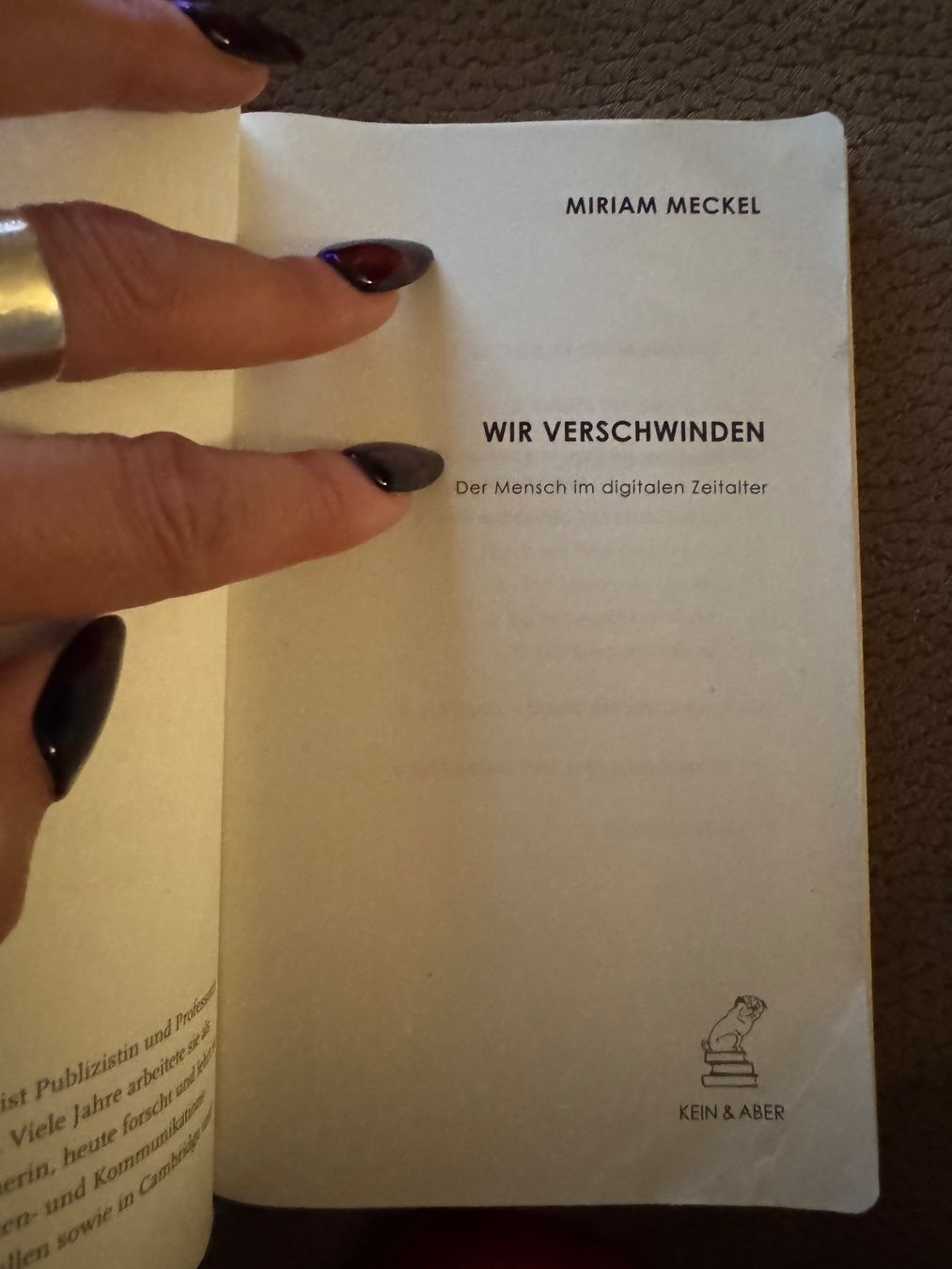 Libri: Miriam Meckel - Wir verschwinden – Usato da Dietikon venduto da MuNathy 2