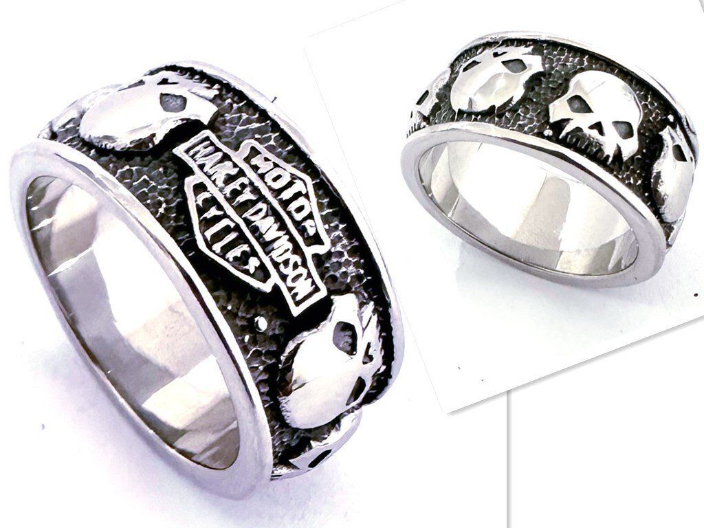 Anelli: Bague Harley-Davidson tête de mort J087 – Nuovo e nell'imballaggio originale da Allens venduto da MADE.IN.ROCK.N.ROLL