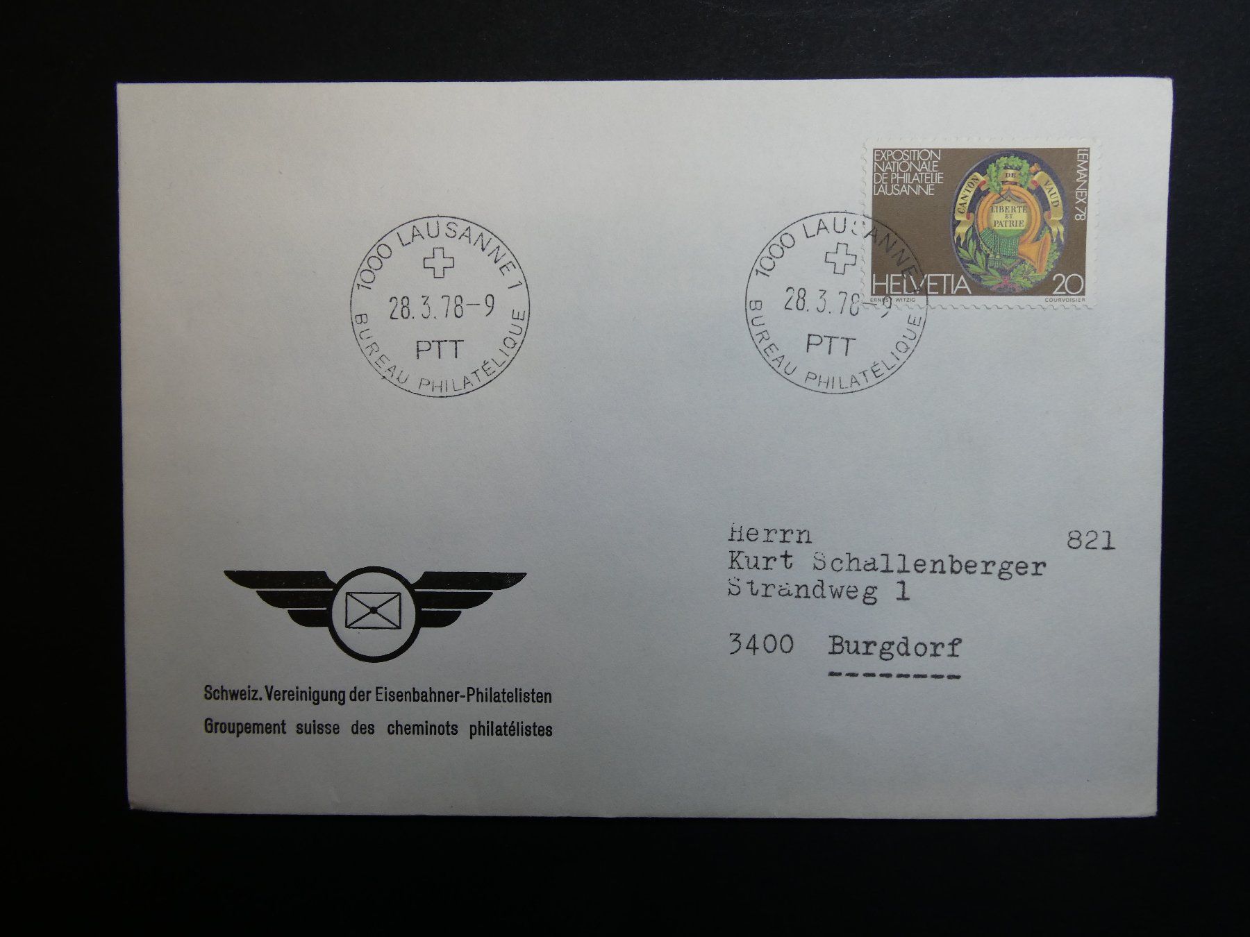 Enveloppes & pochettes d'envoi: Schweiz. Eisenbahner Philatelisten 1978 – Neuf (Voir description) à Schliern b. Köniz par bsc59