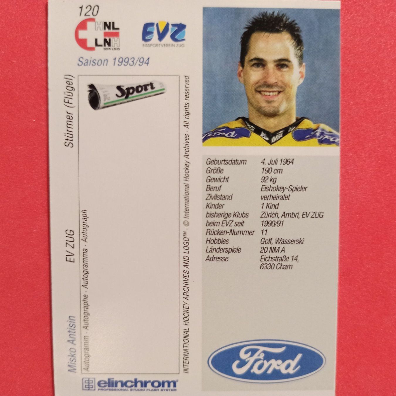 Sammelbilder & Trading cards: Misko Antisin - EVZ - 1993/94 – Gebraucht aus Dübendorf von kb86_MOVIE 1