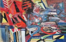 Tableau abstrait Pierre Raetz signé peintre Suisse Neuchâtel