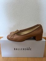 Ballerines à talons en cuir couleur caramel - taille 37