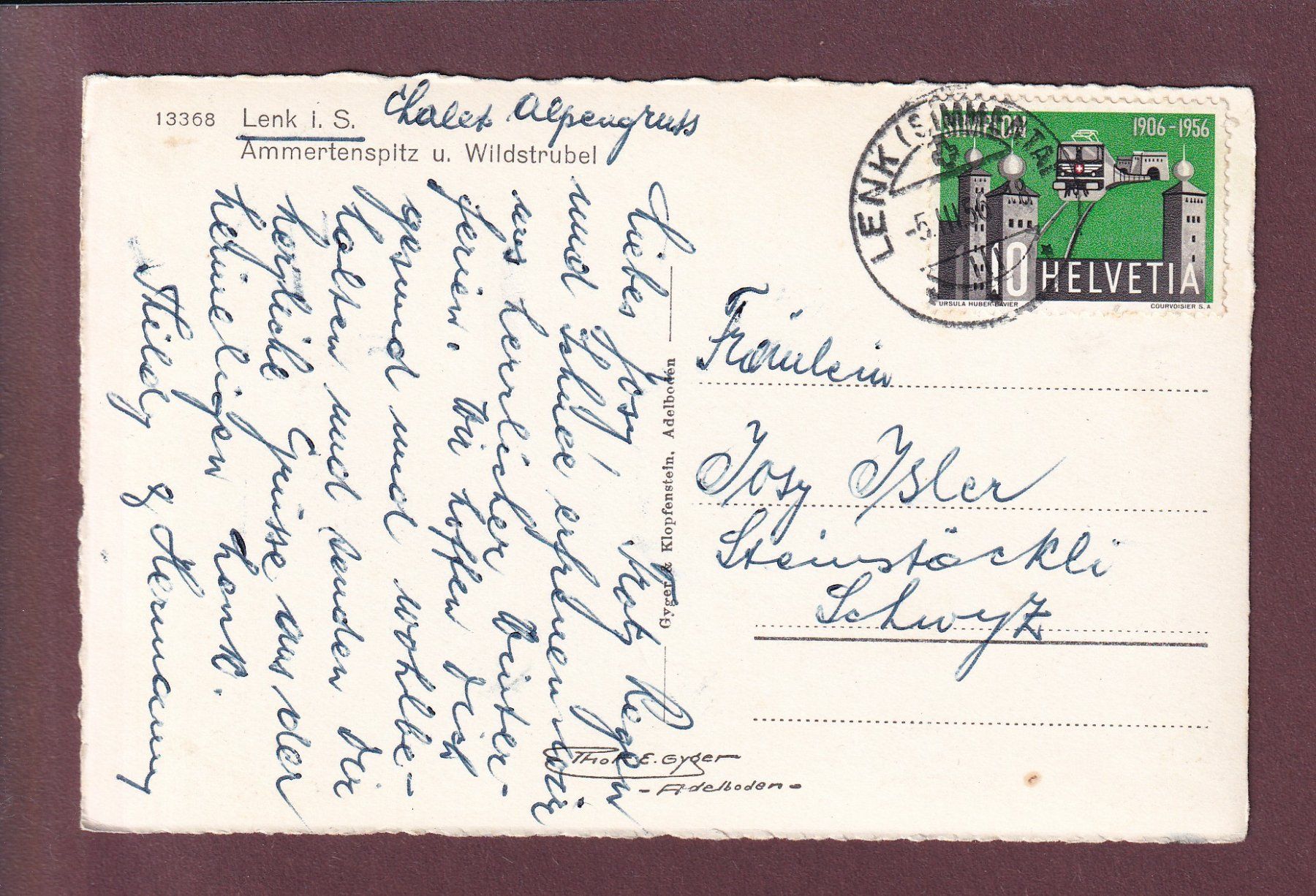 Cartes postales: LENK - Ammertenspitz - Wildstrubel - 1956 – D'occasion à Pully par nicecards 1