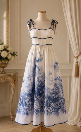 Linen Blend Midi Dress