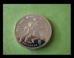 Fussball WM 94 USA 100 Guilders 999 Silber Münze Gedenkmünze