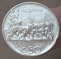 ITALIEN 50 CENTESIMI 1919 (GERIFFELTER RAND)
