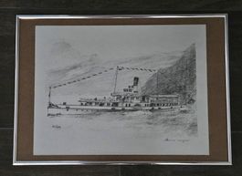 Lithographie von der Raddampfer/Dampfschiff ‘’DS Gallia’’