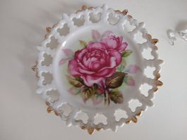 Vintage Hand Painted Rose Porcelain Plate Japan