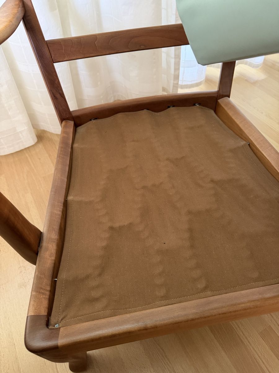 Poltrone: Retro Sessel Holz mit türkis Polstern – Usato da Aeschi b. Spiez venduto da fux_l5vd 5