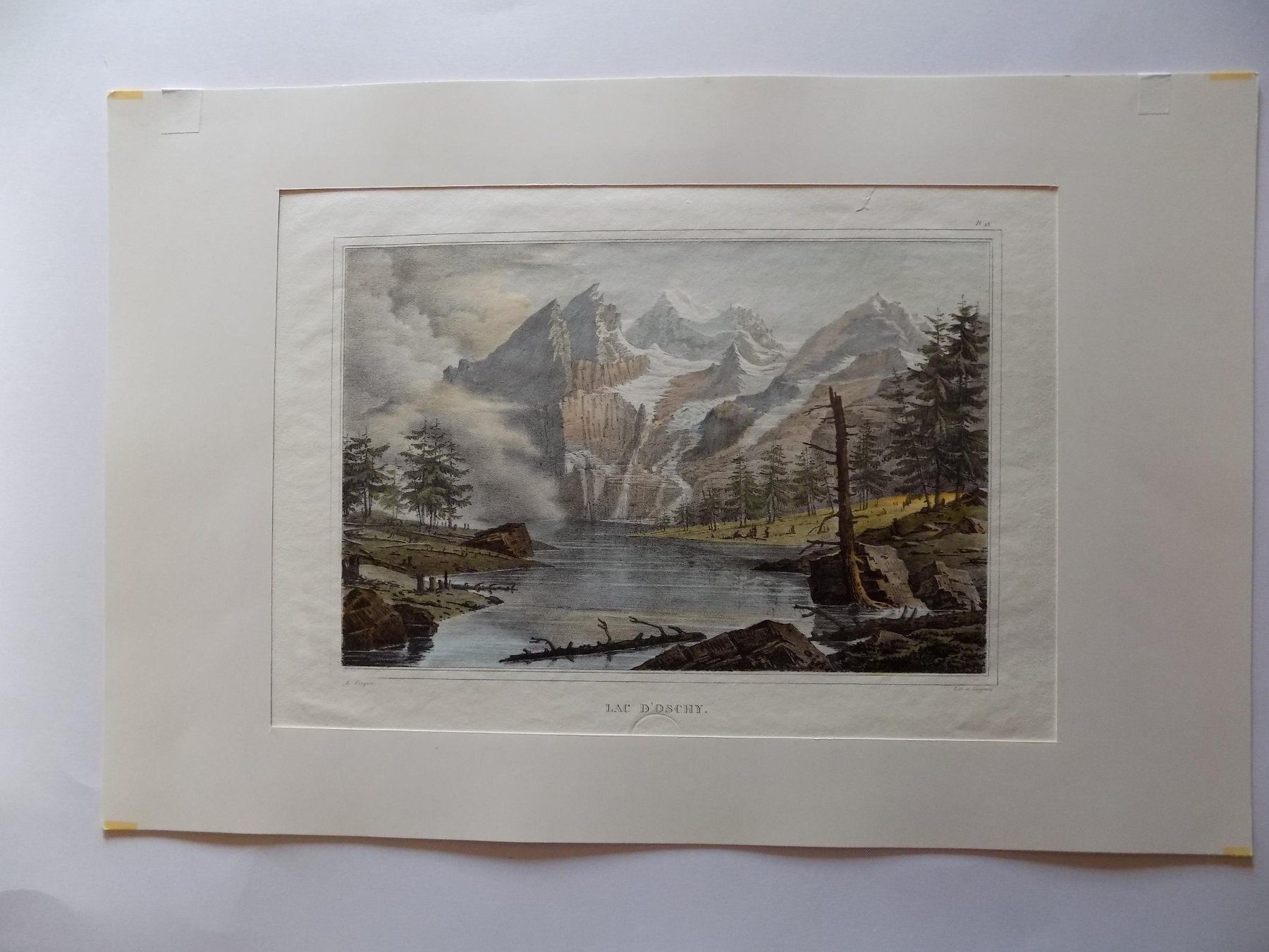 Stiche: Oeschinensee kolorierte Lithographie – Gebraucht aus Risch von Antikfee